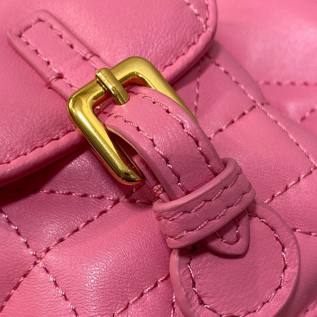 SMALL 20 CARO BACKPACK IN PUNCH PINK MACROCANNAGE LAMBSKIN