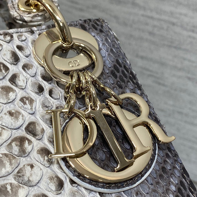 MINI 17 LADY BAG IN WHITE MIX BLACK SNAKESKIN PATTERN LAMBSKIN