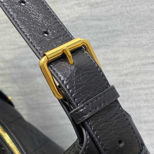 DIOR 25S VOYAGE BAG 34 IN BLACK FLAT MACROCANNAGE GRAINED GLOSSY CALFSKIN