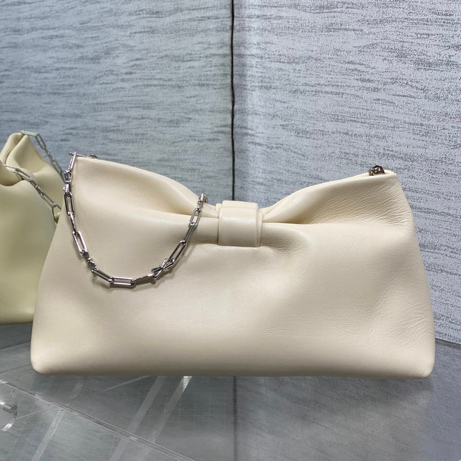DIOR 26S BOW BAG 30 IN WHITE LAMBSKIN