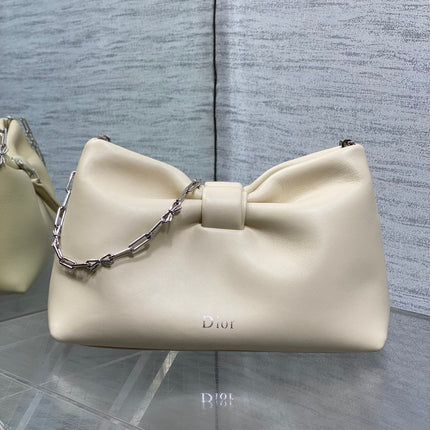 DIOR 26S BOW BAG 26 IN WHITE LAMBSKIN