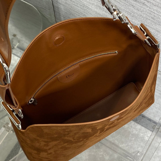 DIOR 26S MEDIUM BAG 31 IN LIGHT BROWN SUEDE