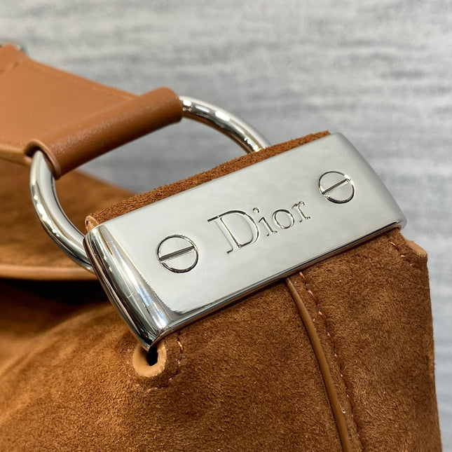 DIOR 26S MEDIUM BAG 31 IN LIGHT BROWN SUEDE