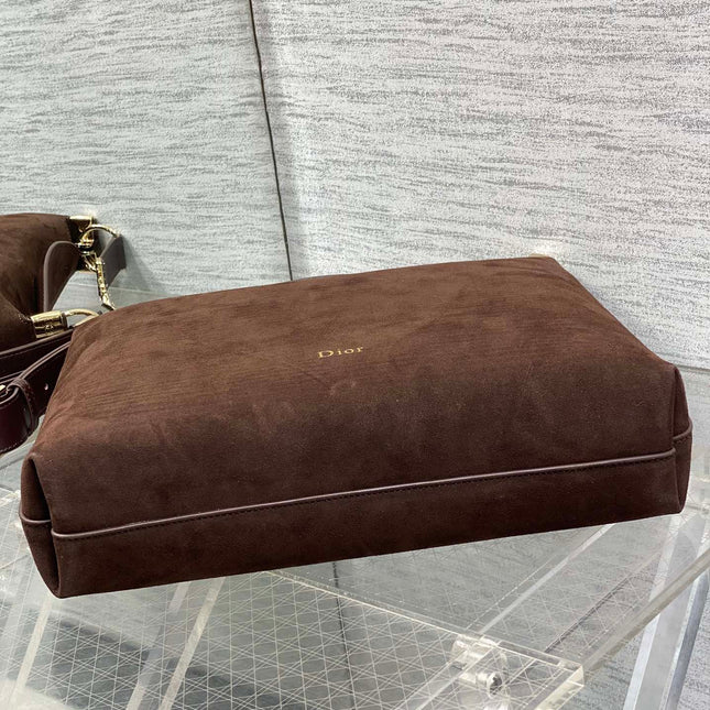 DIOR 26S MEDIUM BAG 31 IN DARK BROWN SUEDE