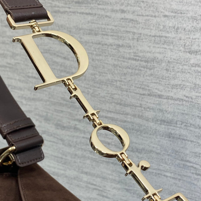 DIOR 26S MEDIUM BAG 31 IN DARK BROWN SUEDE