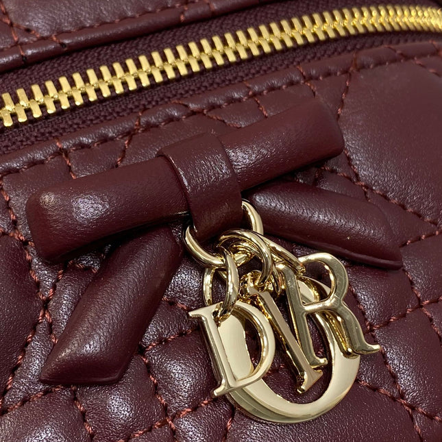 DIOR 26S MINI VANITY 17 IN BURGUNDY LAMBSKIN