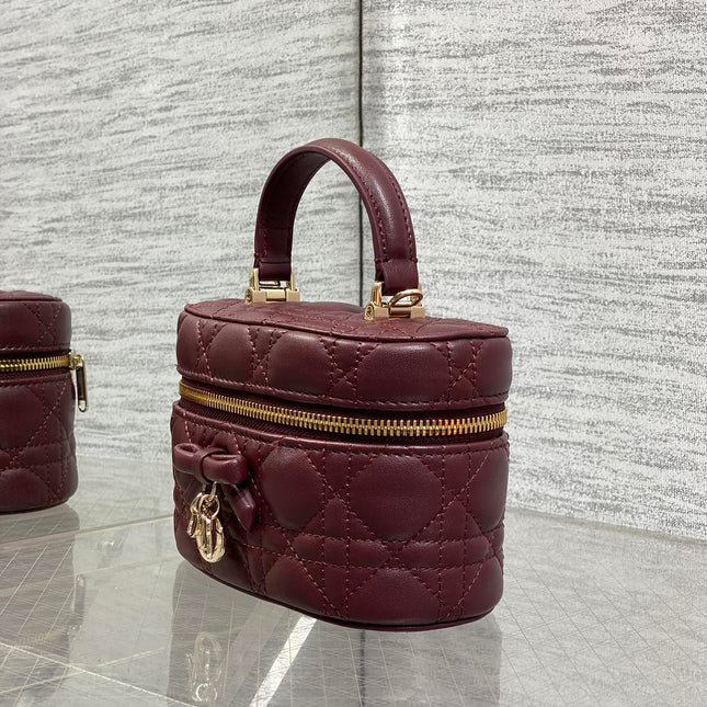 DIOR 26S MINI VANITY 17 IN BURGUNDY LAMBSKIN
