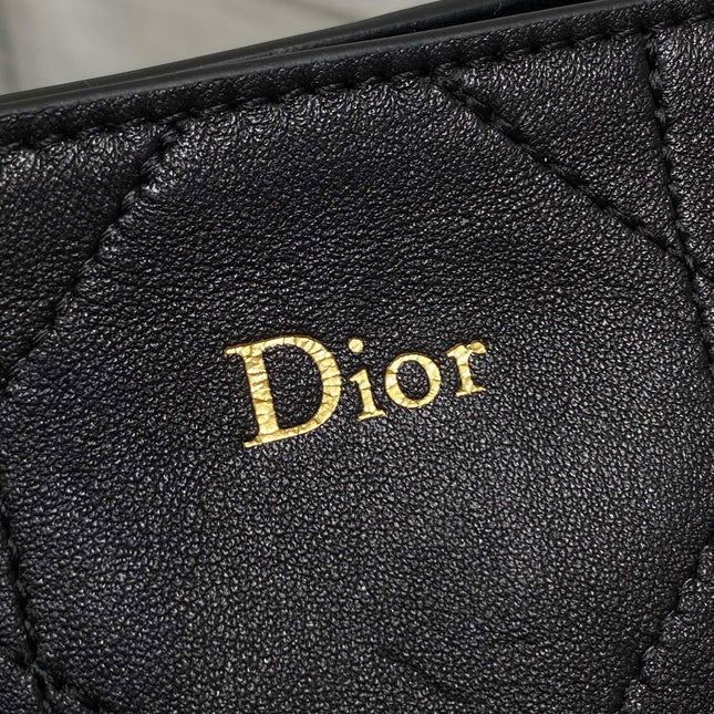 DIOR 26S TRIANON BAG 20 IN BLACK LAMBSKIN