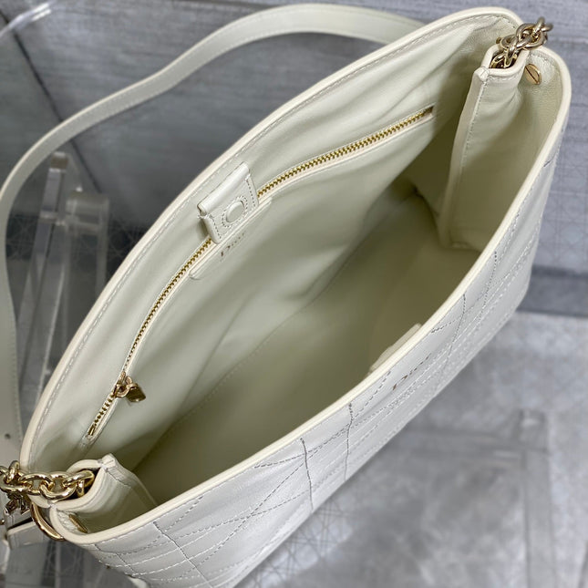 DIOR 26S TRIANON BAG 25 IN WHITE LAMBSKIN