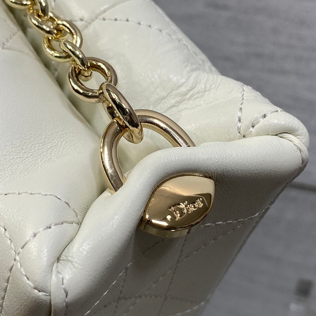 DIOR 26S TRIANON BAG 25 IN WHITE LAMBSKIN