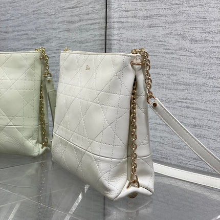 DIOR 26S TRIANON BAG 25 IN WHITE LAMBSKIN