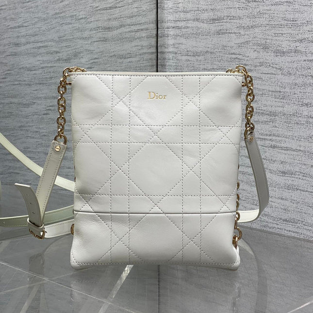 DIOR 26S TRIANON BAG 18 IN WHITE LAMBSKIN