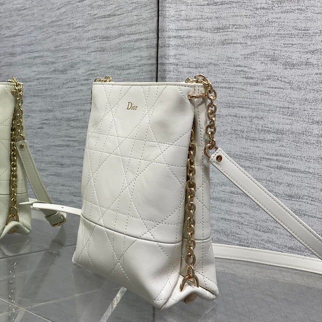 DIOR 26S TRIANON BAG 18 IN WHITE LAMBSKIN