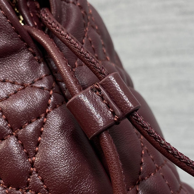 DIOR 26S ADIORABLE BUCKET BAG 20 IN BURGUNDY LAMBSKIN
