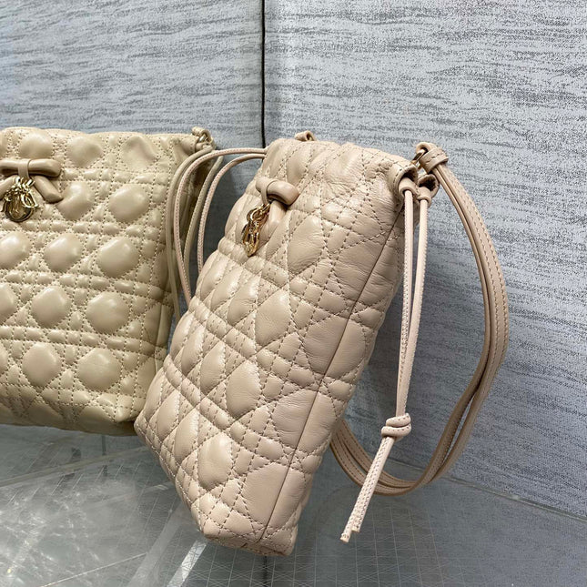 DIOR 26S ADIORABLE BUCKET BAG 20 IN BEIGE LAMBSKIN