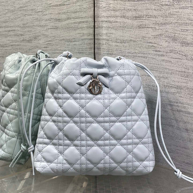 DIOR 26S ADIORABLE BUCKET BAG 20 IN LIGHT BLUE LAMBSKIN