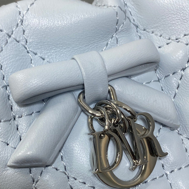 DIOR 26S ADIORABLE BUCKET BAG 20 IN LIGHT BLUE LAMBSKIN