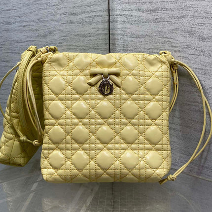 DIOR 26S ADIORABLE BUCKET BAG 20 IN YELLOW LAMBSKIN