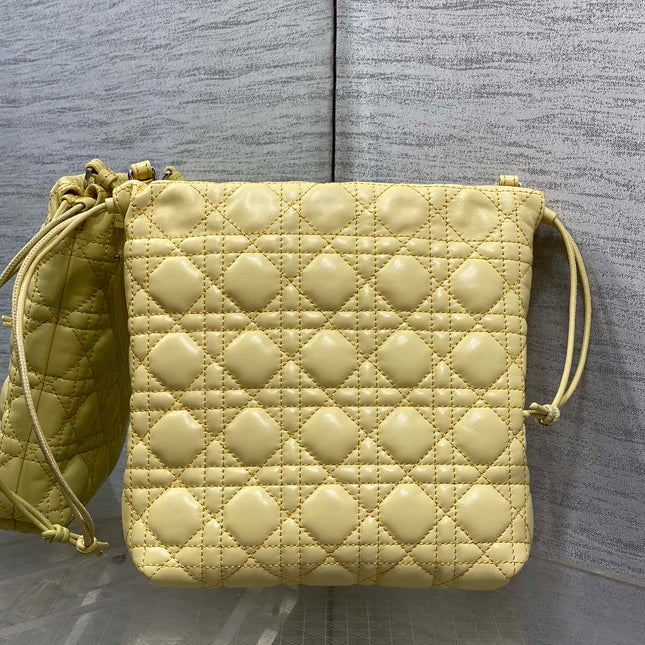 DIOR 26S ADIORABLE BUCKET BAG 20 IN YELLOW LAMBSKIN