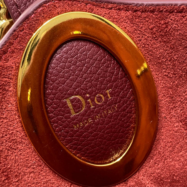 DIOR 26S MEDAILLON BUCKET BAG 26 IN DARK RED CALFSKIN