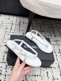 CHANEL 26S THONG SANDALS IN WHITE CALFSKIN WITH GOLD HARDWARE