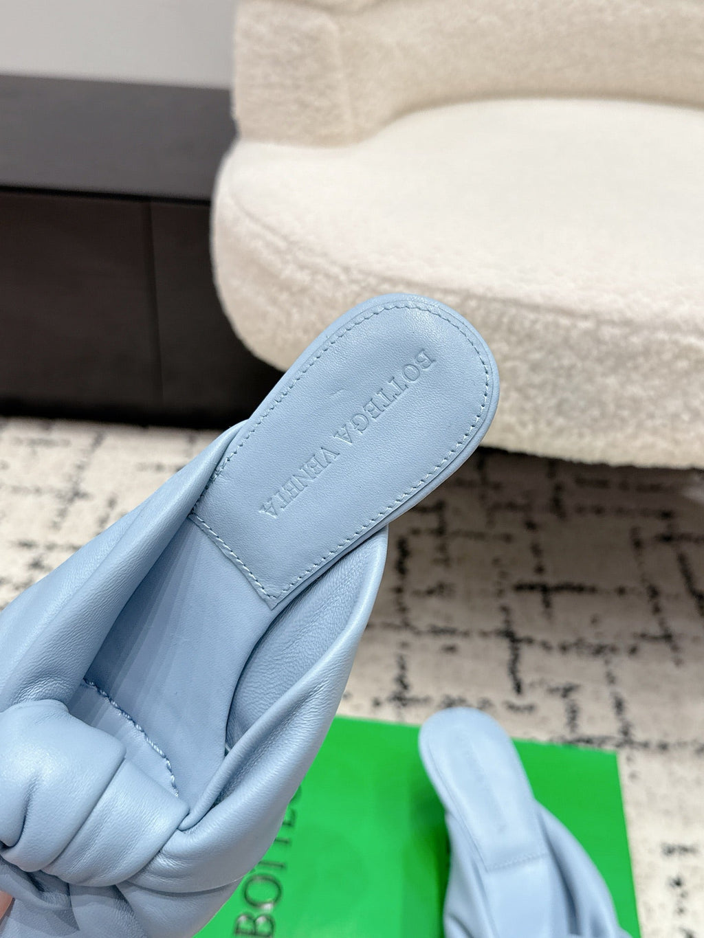 BOTTEGA VENETA 26S TWIST-STRAP HIGH-HEEL SANDALS 50 MM IN SKY BLUE LAMBSKIN