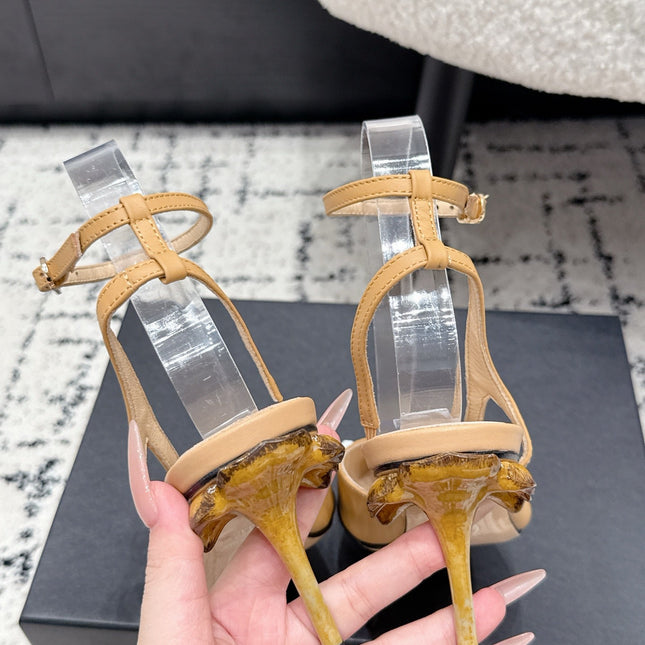 CHANEL 26S HEELED SLINGBACKS 75 MM IN BEIGE MIX BLACK LAMBSKIN