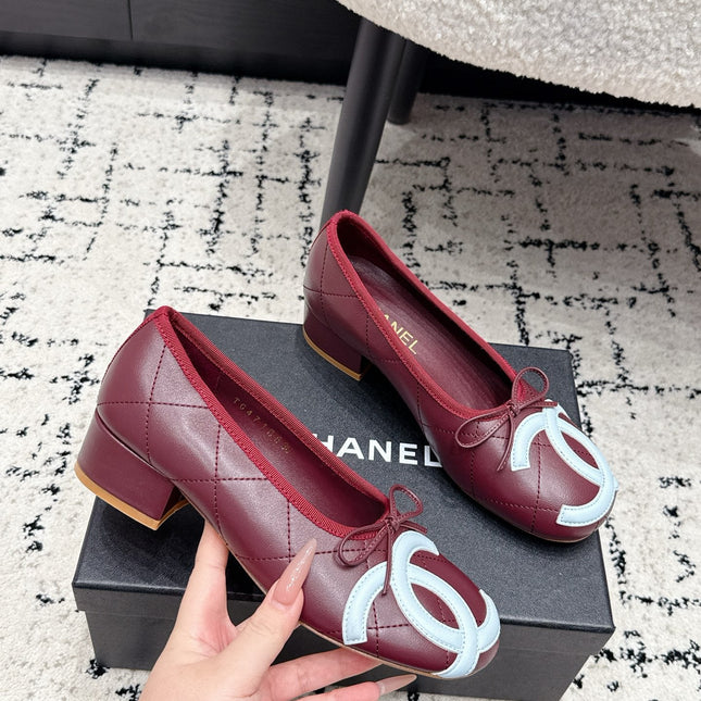 CHANEL 26S HIGH HEELS IN DARK RED LAMBSKIN WITH BOW