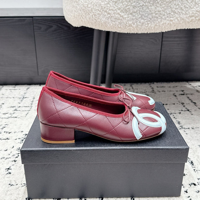 CHANEL 26S HIGH HEELS IN DARK RED LAMBSKIN WITH BOW