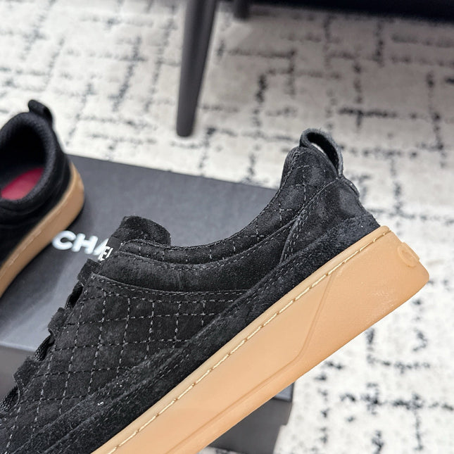 CHANEL 26S QUILTED SNEAKERS IN BLACK SUEDE