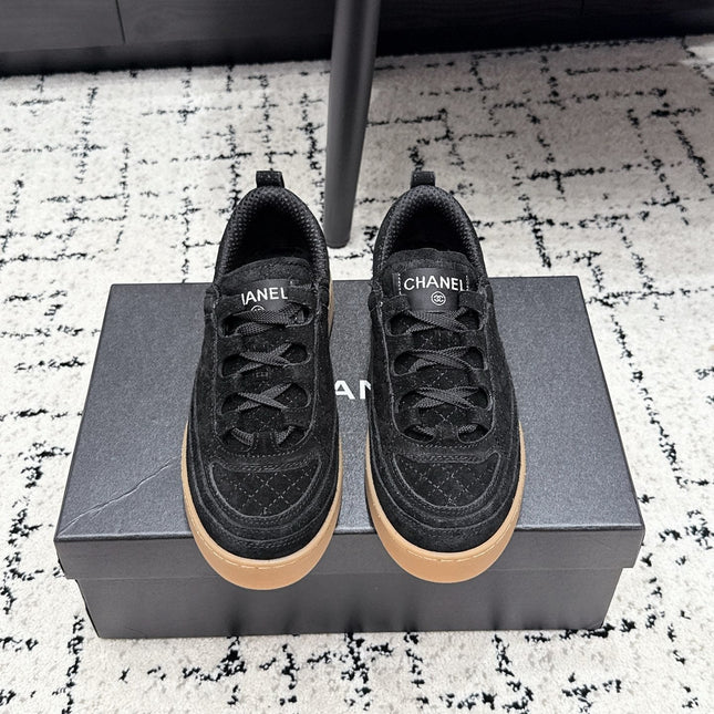 CHANEL 26S QUILTED SNEAKERS IN BLACK SUEDE