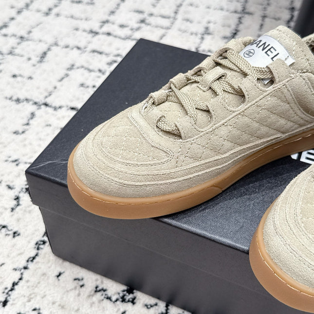 CHANEL 26S QUILTED SNEAKERS IN SAND BEIGE SUEDE