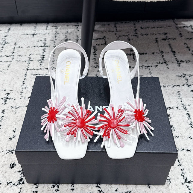 CHANEL 26S SLINGBACK SANDALS 75 MM IN WHITE PATENT CALFSKIN