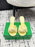 BOTTEGA VENETA 26S TWIST-STRAP HIGH-HEEL SANDALS 90 MM IN LIGHT YELLOW LAMBSKIN
