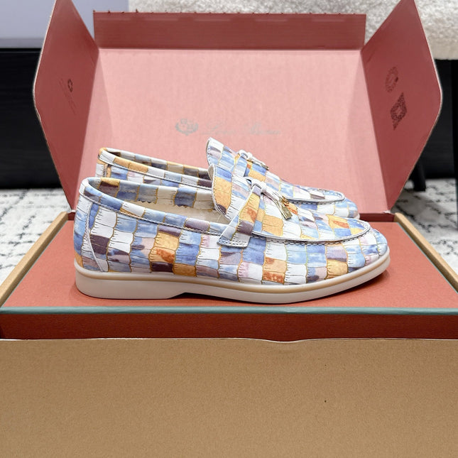 LP 26S SUMMER CHARMS WALK LOAFER IN MULTICOLOR CROCODILE CALFSKIN GOLD HARDWARE