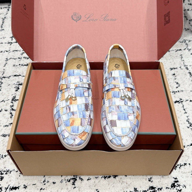 LP 26S SUMMER CHARMS WALK LOAFER IN MULTICOLOR CROCODILE CALFSKIN GOLD HARDWARE