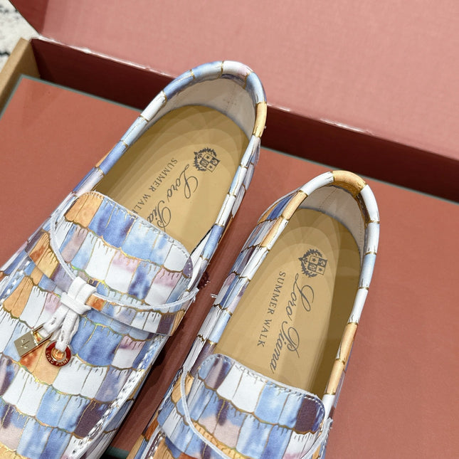 LP 26S SUMMER CHARMS WALK LOAFER IN MULTICOLOR CROCODILE CALFSKIN GOLD HARDWARE