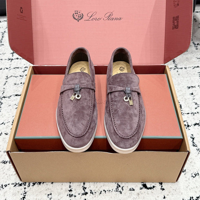 LP 26S SUMMER CHARMS WALK LOAFER IN PURPLE GRAY SUEDE GOLD HARDWARE