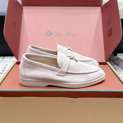 LP 26S SUMMER CHARMS WALK LOAFER IN LIGHT PINK GREY SUEDE GOLD HARDWARE