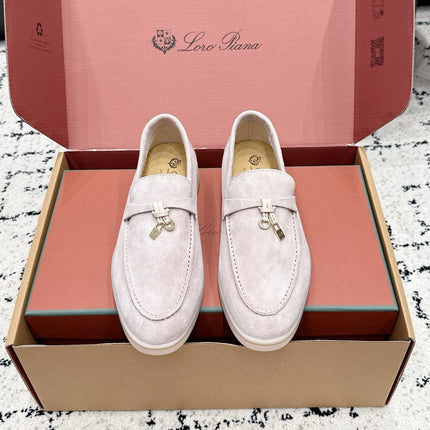 LP 26S SUMMER CHARMS WALK LOAFER IN LIGHT PINK GREY SUEDE GOLD HARDWARE