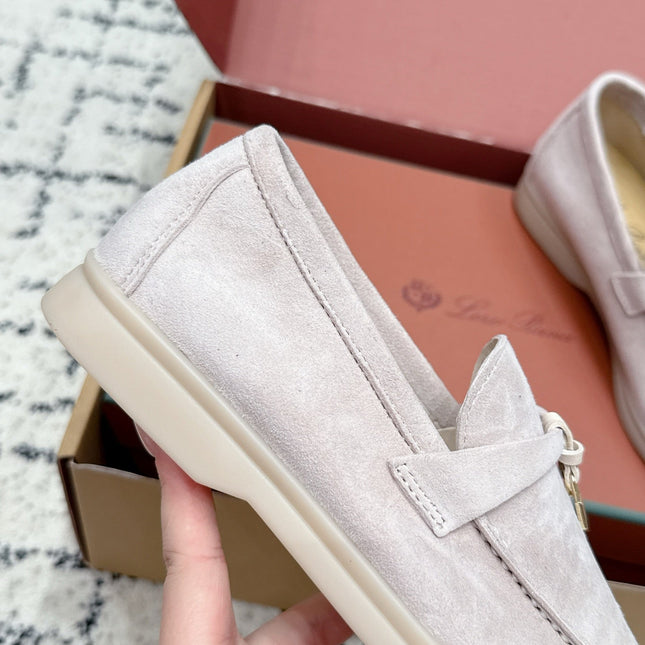 LP 26S SUMMER CHARMS WALK LOAFER IN LIGHT PINK GREY SUEDE GOLD HARDWARE