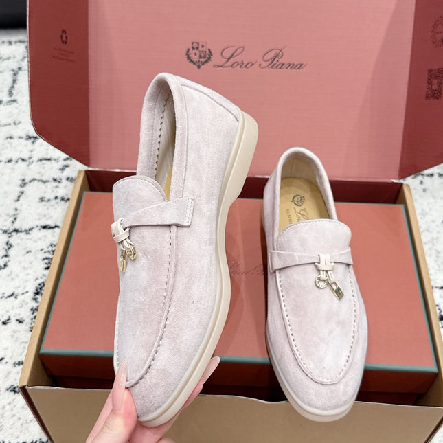 LP 26S SUMMER CHARMS WALK LOAFER IN LIGHT PINK GREY SUEDE GOLD HARDWARE