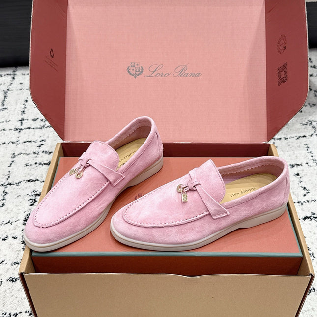 LP 26S SUMMER CHARMS WALK LOAFER IN PINK SUEDE GOLD HARDWARE