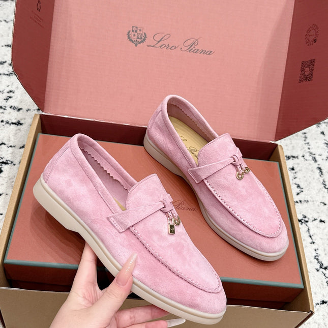 LP 26S SUMMER CHARMS WALK LOAFER IN PINK SUEDE GOLD HARDWARE