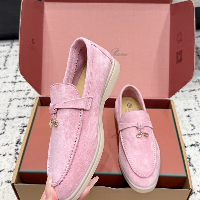 LP 26S SUMMER CHARMS WALK LOAFER IN PINK SUEDE GOLD HARDWARE