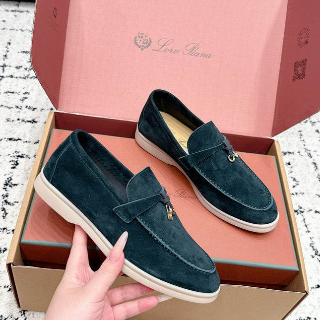 LP 26S SUMMER CHARMS WALK LOAFER IN DEEP TEAL GREEN SUEDE GOLD HARDWARE