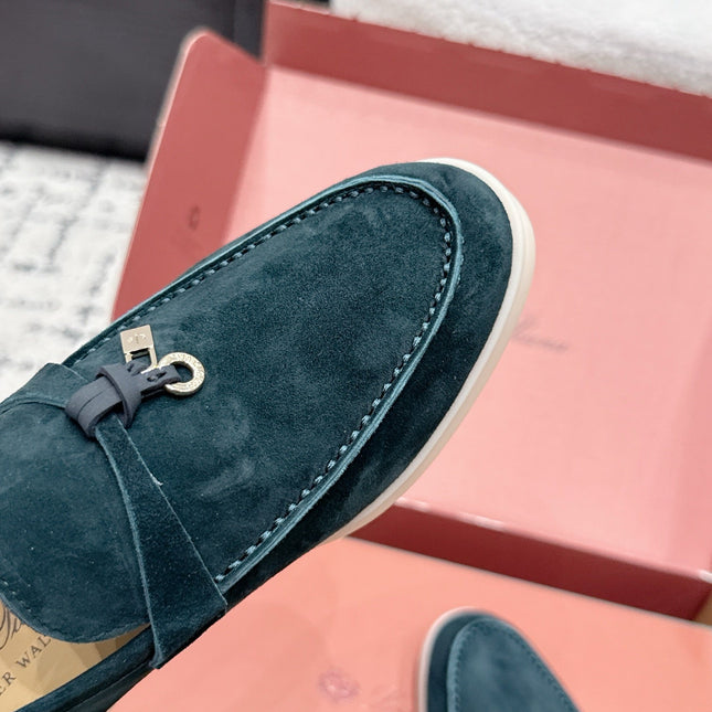LP 26S SUMMER CHARMS WALK LOAFER IN DEEP TEAL GREEN SUEDE GOLD HARDWARE
