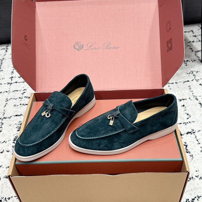 LP 26S SUMMER CHARMS WALK LOAFER IN DEEP TEAL GREEN SUEDE GOLD HARDWARE