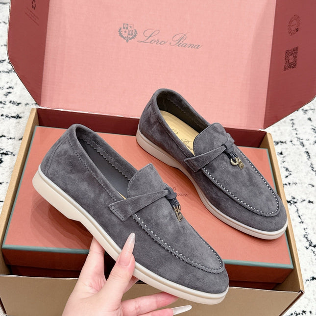 LP 26S SUMMER CHARMS WALK LOAFER IN CHARCOAL GRAY SUEDE GOLD HARDWARE