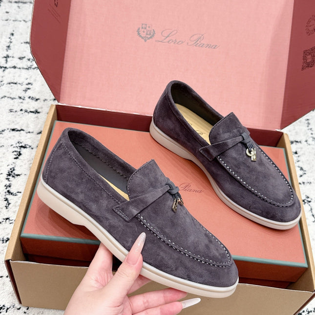 LP 26S SUMMER CHARMS WALK LOAFER IN PURPLE GRAY SUEDE GOLD HARDWARE